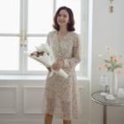 Tie-waist Floral Midi Wrap Dress