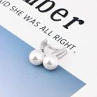 925 Sterling Silver Pearl Drop Rhinestone Earrings 1 Pair - As Shown In Figure - One Size