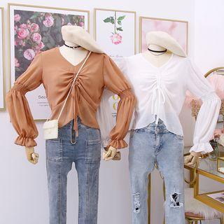 Drawstring Chiffon Top