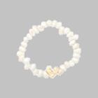 Heart Freshwater Pearl Bracelet White & Gold - One Size