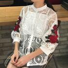 Rose Embroidered Lace Blouse
