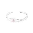 925 Sterling Silver Fashion Simple Cross Freshwater Pearl Bangle Silver - One Size