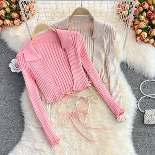 Open Front Lace Up Cardigan