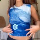 Wave Floral Print Tank Top