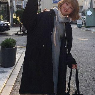 Mock Two-piece Long Hooded Padded Coat 10016 - Black - One Size