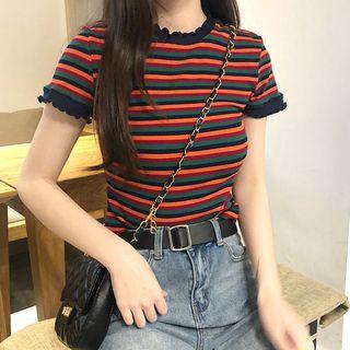 Striped Short-sleeve Slim-fit T-shirt