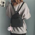 Faux Leather Pompom Mini Backpack