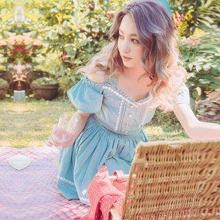 Bow Back Cold Shoulder A-line Dress