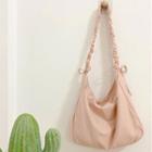 Plain Shirred Strap Crossbody Bag Orangish Pink - One Size