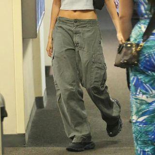 Plain Wide-leg Low-rise Pants