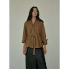 Dip-back Shirt With Sash Brown - One Size