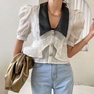 Chelsea-collar Peplum Blouse