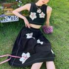 Floral Crop Tank Top / Midi Skirt