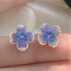 Flower Ear Stud 1 Pair - Blue - One Size
