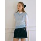 V-neck Cable-knit Sweater Vest Light Blue - One Size