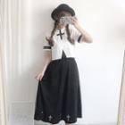Short-sleeve T-shirt / Mesh Panel Skirt