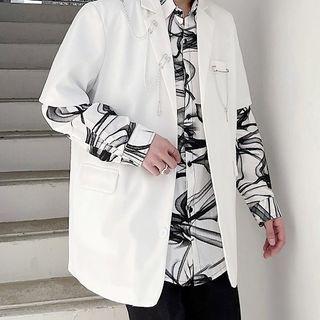 Plain Oversized Short Sleeve Blazer With Chain