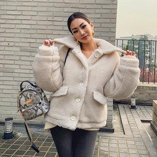 Wide-collar Sherpa-fleece Boxy Jacket