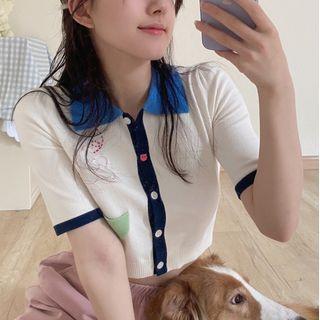 Polo Neck Cropped Top