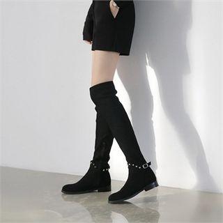 Studded-detail Faux-suede Tall Boots