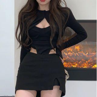 Plain Camisole Top / Cropped Jacket / Mini Pencil Skirt
