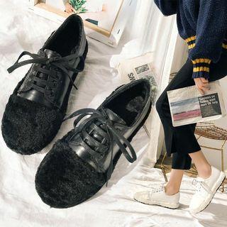 Furry-trim Lace-up Sneakers