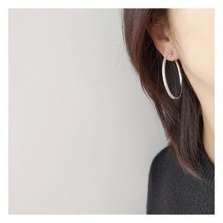 Alloy Hoop Earring 1 Pair - Clip-on Earrings - Silver - One Size