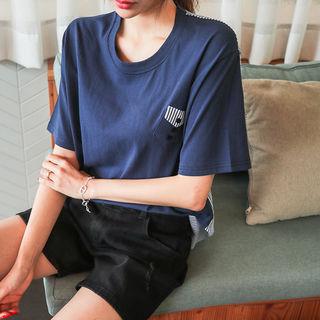 Flap-pocket Stripe-back T-shirt