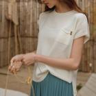 Cap-sleeve Pocket-detail Knit Top