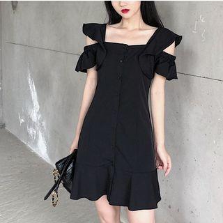 Off-shoulder Square-neck Dress