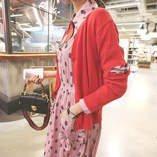 Cut-off Detailed Sleeve V-neck Cardigan