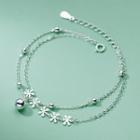 Flower Layered Sterling Silver Bracelet 1pc - Silver - One Size