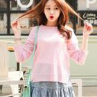 Crew-neck Sheer Knit Top