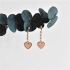 Heart Acetate Faux Pearl Alloy Dangle Earring 1 Pair - Pink & Gold - One Size