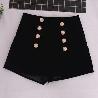 Double-breasted Velvet Shorts