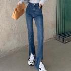 High-waist Demin Slit Pants