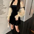 Lantern-sleeve Frill Trim Dress As Shown In Figure - One Size