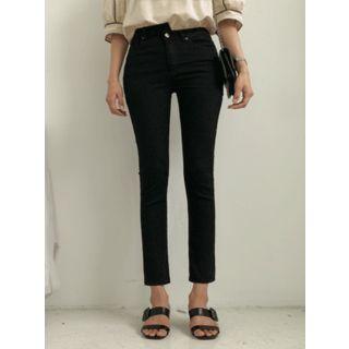 Asymmetric-waist Slim-fit Pants