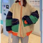 Long-sleeve Color-block Bomber Jacket