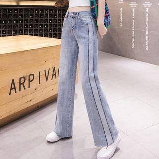 High-waist Panel Wide-leg Jeans