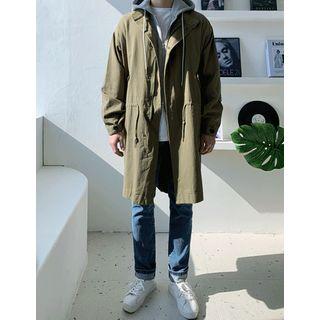Stand-collar Drawcord Safari Coat