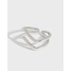 925 Sterling Silver Double Line Open Ring