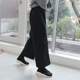 Band-waist Seam-detail Wide-leg Pants