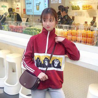 Mock-neck Zip-up Printed Sweatshirt