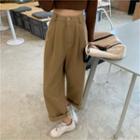 Plain High-waist Loose-fit Pants - 2 Colors