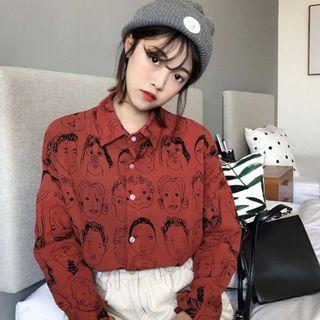Long-sleeved Cartoon Blouse