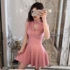 Sleeveless Cutout Knit Mini A-line Dress