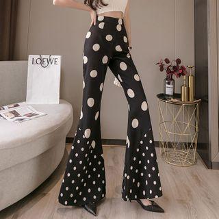 Dotted Boot-cut Chiffon Pants