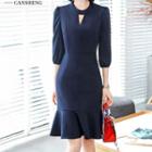 3/4-sleeve Mini Mermaid Dress