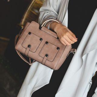 Studded Faux Leather Satchel